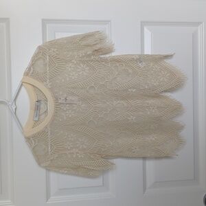 Anthropologie Ivory Lace Top